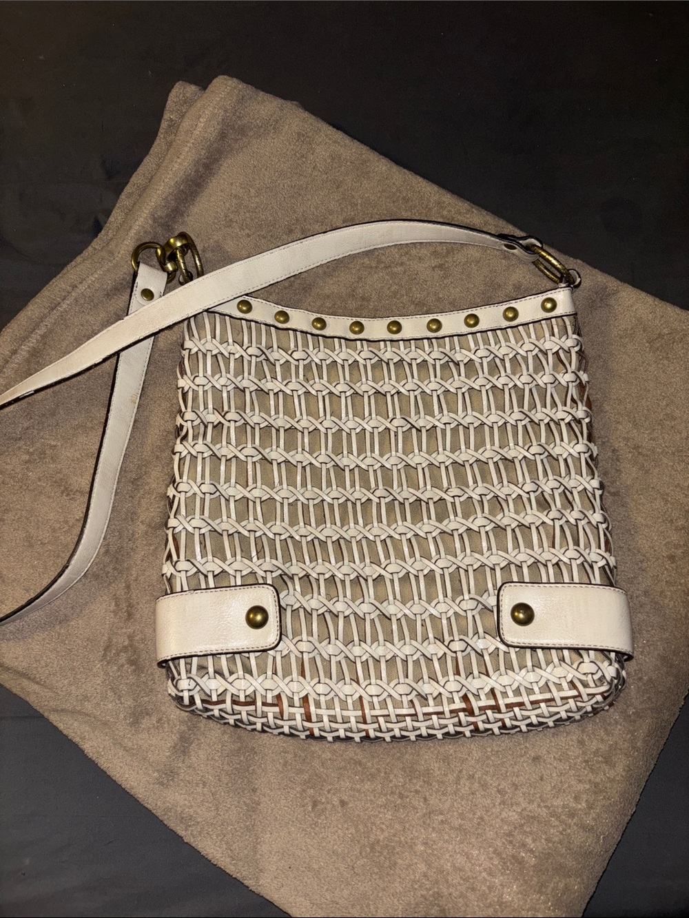 Kathy Van Zeeland Faux Leather Woven Bag
